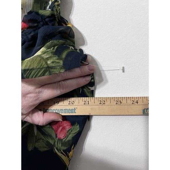 Md’M Tropical Dress Hawaii Hibiscus Short Chiffon Blue Medium Sz 10 resort - Picture 7 of 11